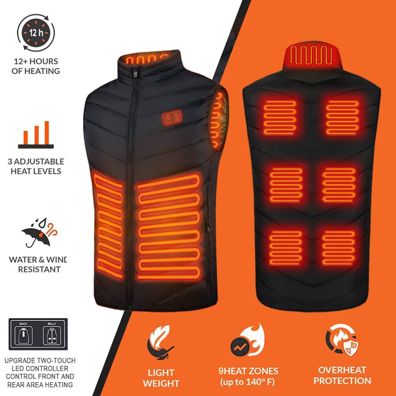 2024 Updated Version Two-touch LED Controller Heated Vest For Men & Women （With Battery Pack）