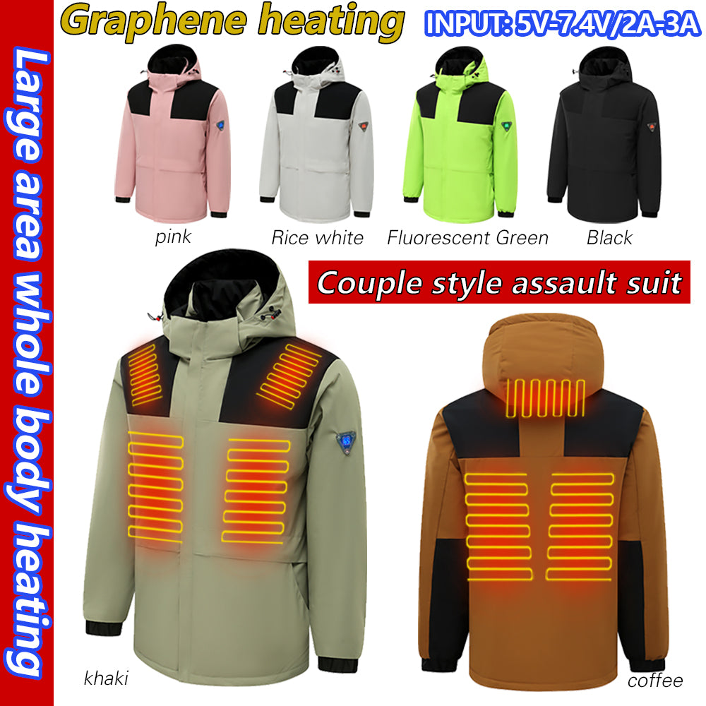 2025 Cotton Heating Jacket for Men & Women Waterproof  Windproof and Velvet 360° All-Round Large Area Heating (With Battery)